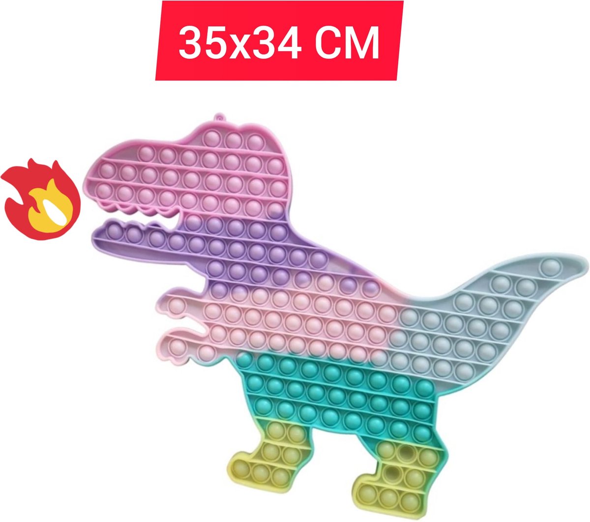 Fidget toys Pop It | XXL Dinosaurus 35x34 CM | Anti stress | Van TikTok | Voor Meisjes jongens en volwassenen | Lichte kleuren  Regenboog Popit Verjaardag Cadeautip